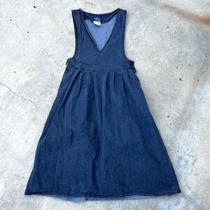 VINTAGE 1990s Woolrich Denim Jumper Midi Jean Dress Black Vtg 90s Size Medium